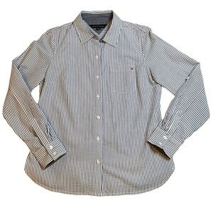 TOMMY HILFIGER Blue Chambray Stripe Button Down Too‎ Shirt Small Spring July 4th